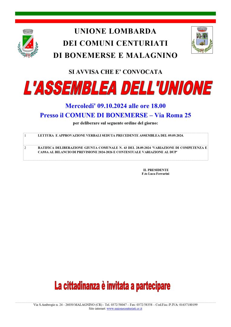 UNIONE assemblea 09 10 2024